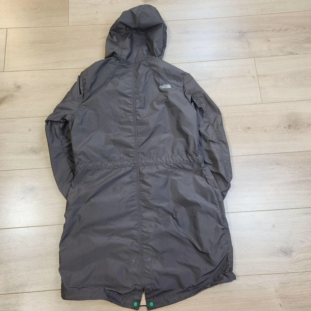 The North Face Rain Coat Womens Medium Brown Hooded Long Lightweight Parka Zip